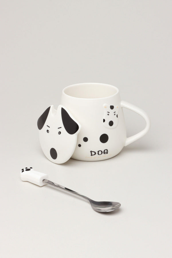 G Decor Dog Ceramic Coffee Tea Mug With Matching Lid And Spoon Sleeping Dog