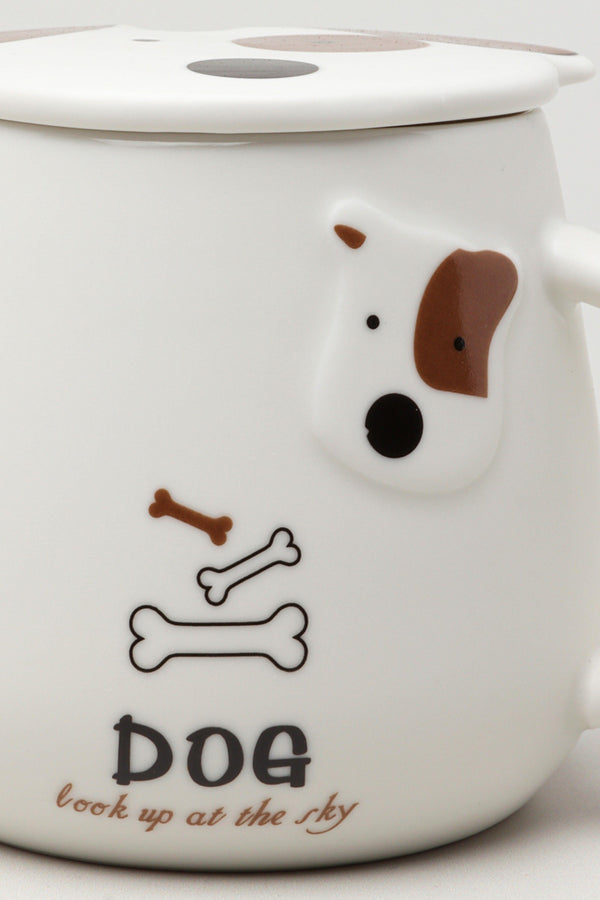 G Decor Dog Ceramic Coffee Tea Mug With Matching Lid And Spoon Sleeping Dog