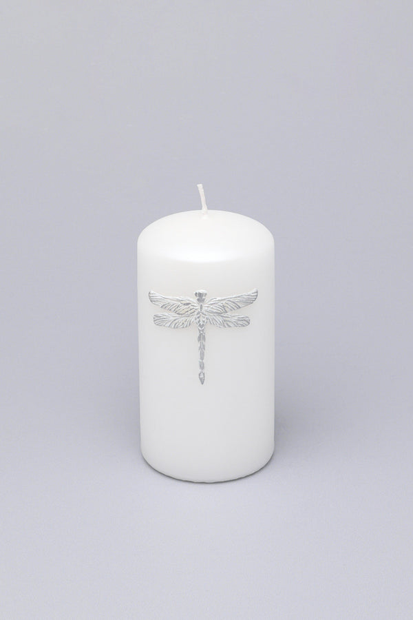 G Decor Dragonfly King & Queen Pillar Candle Choice Of Black With Gold Or White With Silver Accent