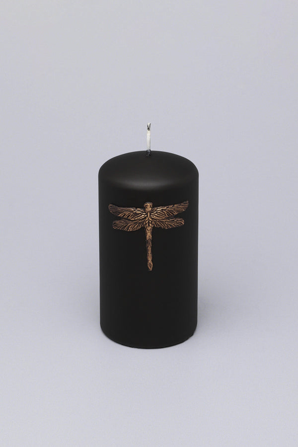 G Decor Dragonfly King & Queen Pillar Candle Choice Of Black With Gold Or White With Silver Accent