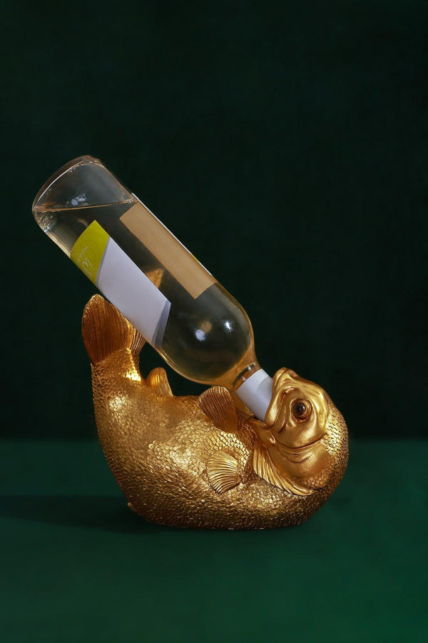 G Decor Elegant Brass Shape Bottle Holder In Gold Gold