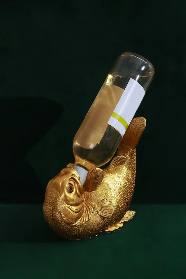 g decor Elegant Brass Shape Bottle Holder In Gold Gold