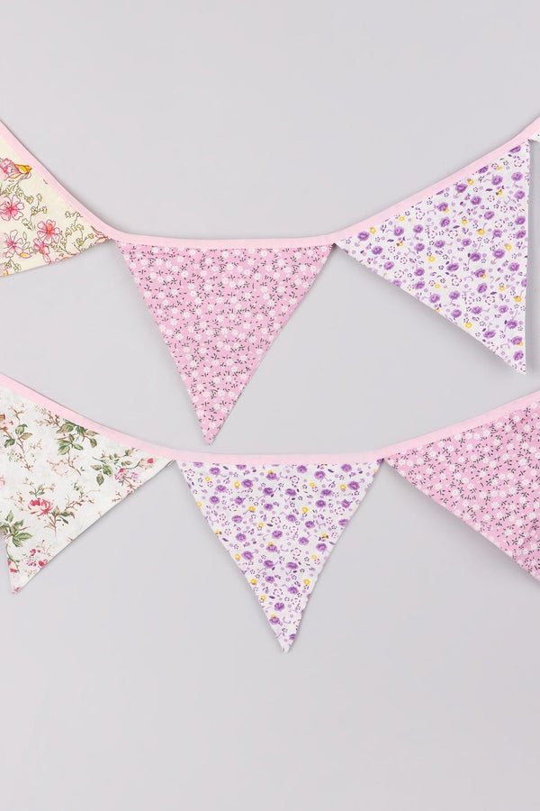 G Decor Elegant Pink And White Floral Cloth Bunting