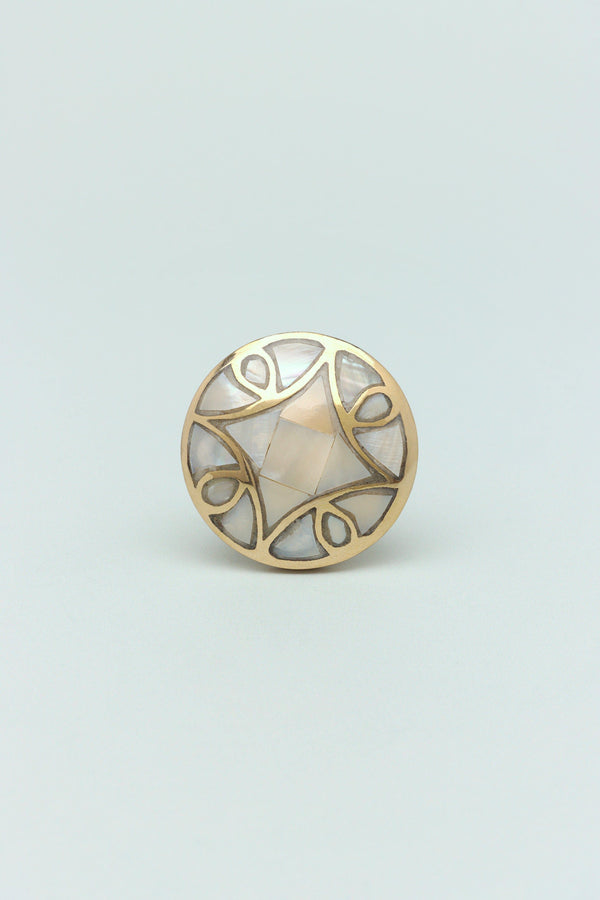 G Decor Elizabeth Mother Of Pearl Handcrafted Gold Brass Majestic Cabinet Knob Sunflower
