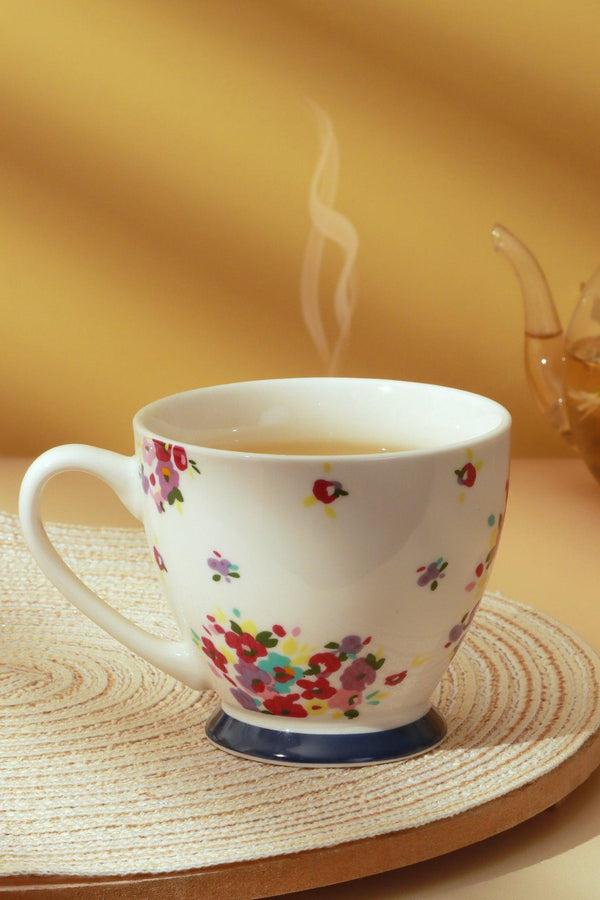 g decor English Cottage Mug Garden Large Floral Ceramic Cup for Tea & Coffee White