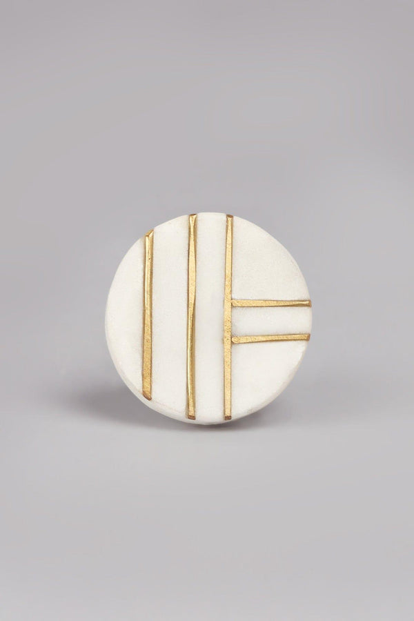 G Decor Estella Handcrafted Marble Gold Cabinet Pull Knob