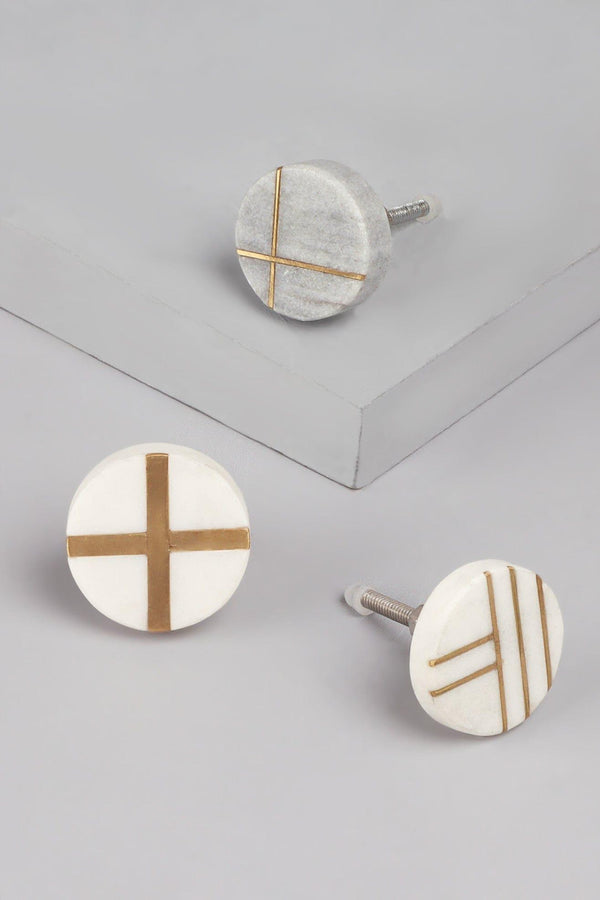 g decor Estella Handcrafted Marble Gold Cabinet Pull Knob