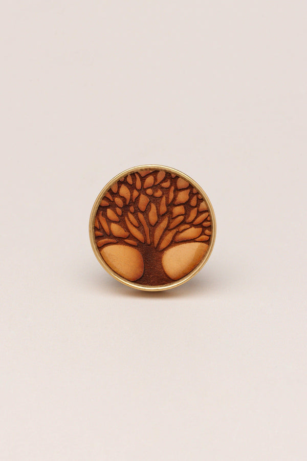 G Decor Eterna Brass And Wooden Tree Knob Pull Handle Spring Tree