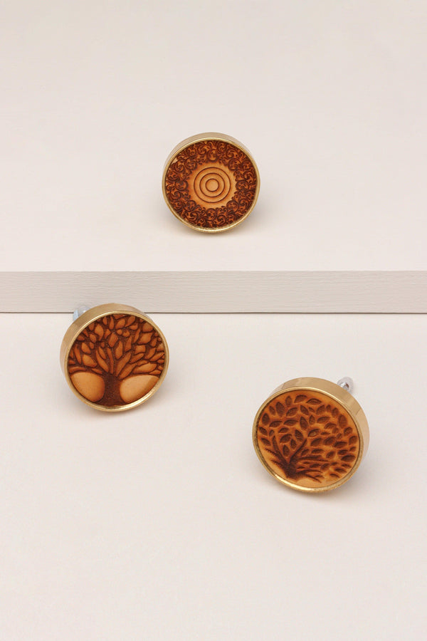 g decor Eterna Brass and Wooden Tree Knob Pull Handle Spring tree