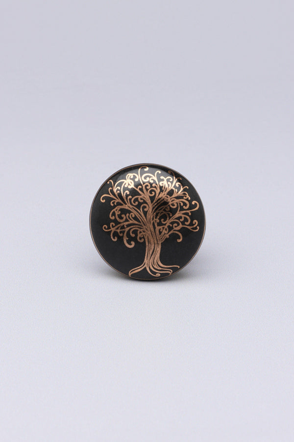 G Decor Eternal Bloom Black & Gold Ceramic Knob Tree Of Life Collection Spring Tree