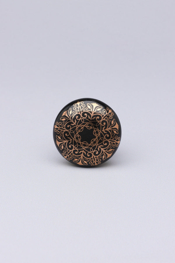 G Decor Eternal Bloom Black & Gold Ceramic Knob Tree Of Life Collection Spring Tree