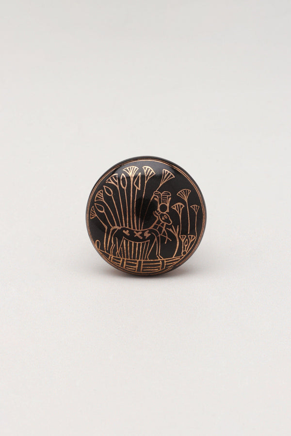 G Decor Eternal Bloom Black & Gold Ceramic Knob Tree Of Life Family Butterfly