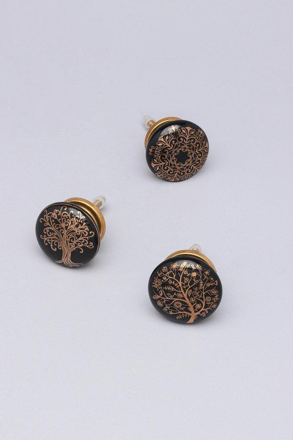 g decor Eternal Bloom Black & Gold Ceramic Knob Tree of Life Collection Spring tree