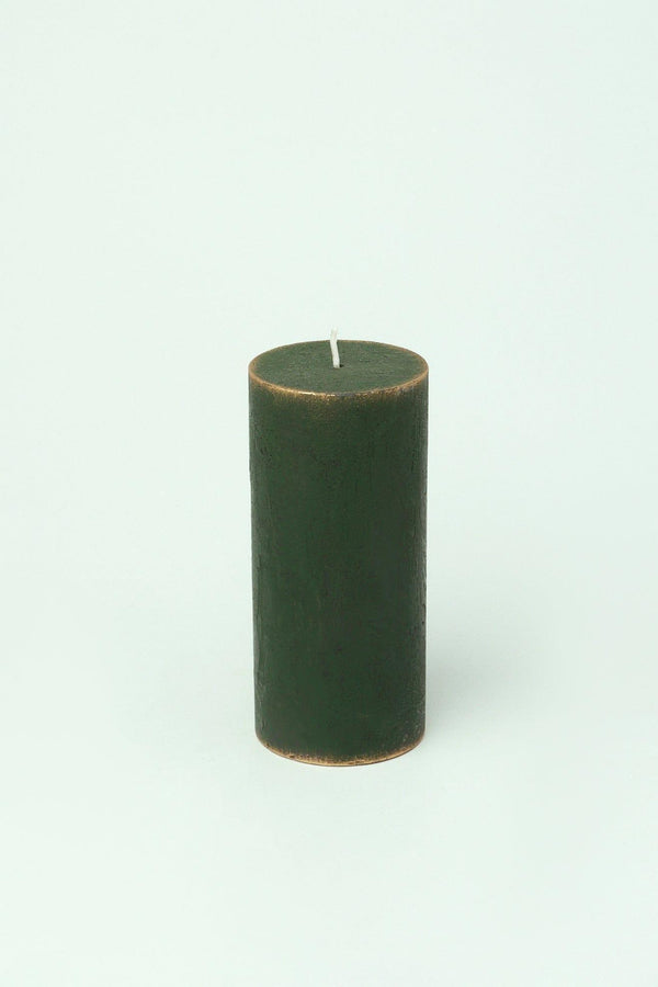 G Decor Fern Green & Gold Antique-Style Hand-Finished Pillar Candles Small
