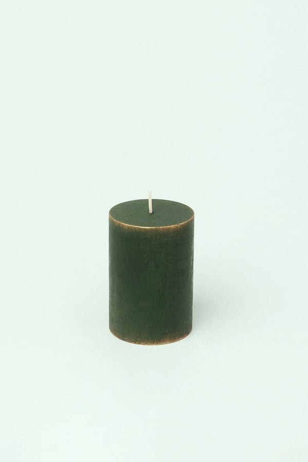 G Decor Fern Green & Gold Antique-Style Hand-Finished Pillar Candles Small