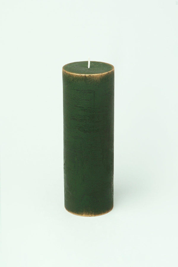 G Decor Fern Green & Gold Antique-Style Hand-Finished Pillar Candles Small