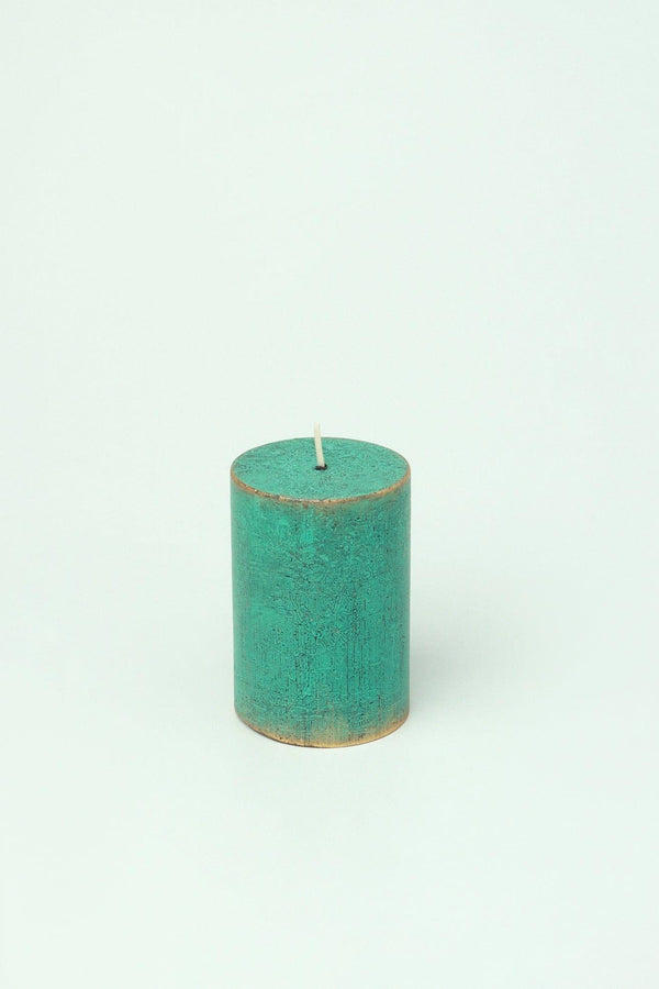 G Decor Fern Verdigris Green Antique-Style Hand-Finished Pillar Candle Small