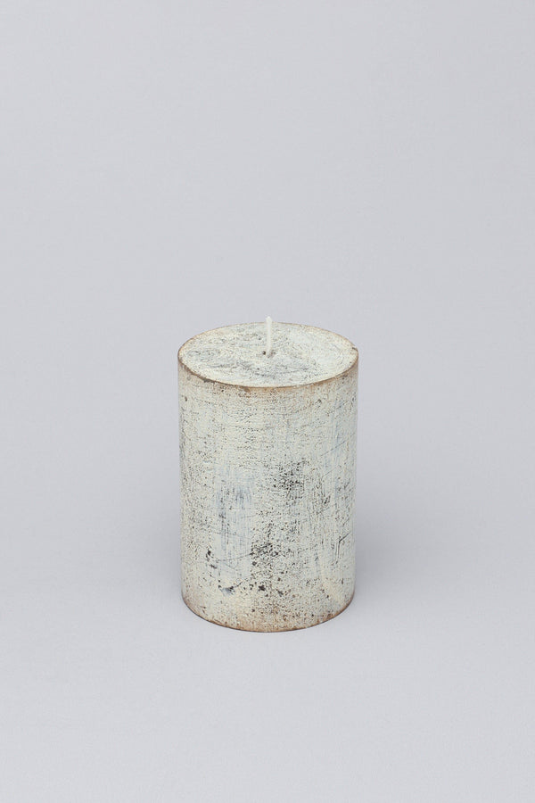 G Decor Fern Whitewashed Beige Antique Style Hand-Finished Pillar Candle Medium