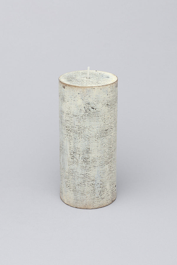 G Decor Fern Whitewashed Beige Antique Style Hand-Finished Pillar Candle Medium