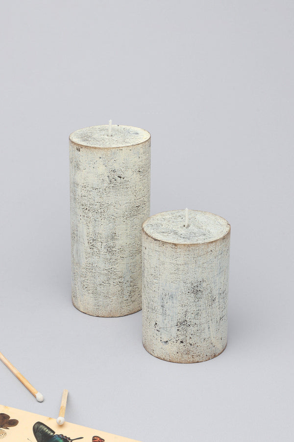 g decor Fern Whitewashed Beige Antique Style Hand-Finished Pillar Candle Medium