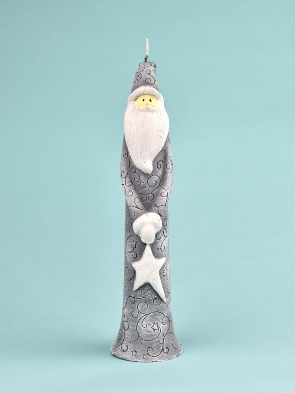 G Decor Fit Santa In Grey Fashion-Forward Cardio King Christmas Candle Grey