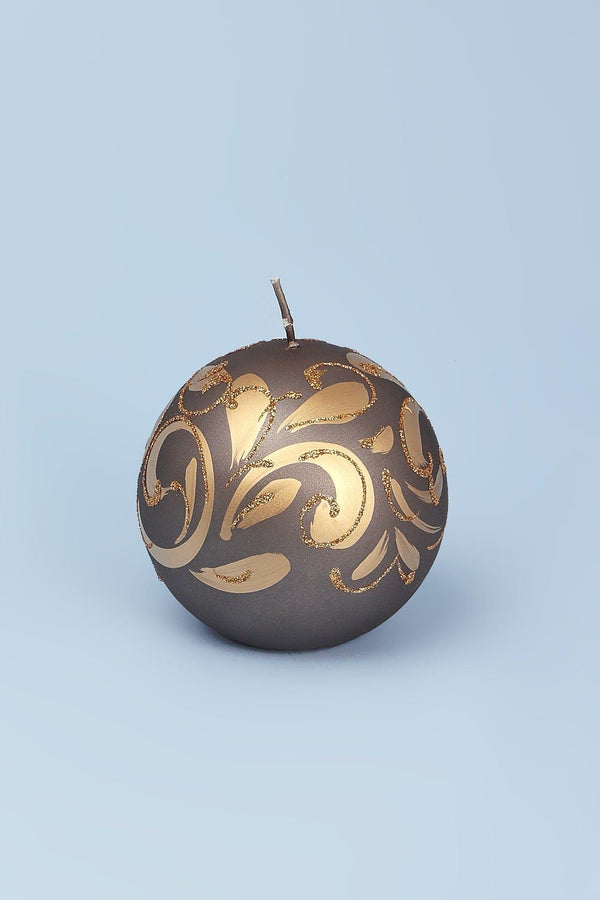 G Decor Florentino Hand-Finished Ornamental Ball Candle Matte Finish With Gold Or Silver Detailing Green