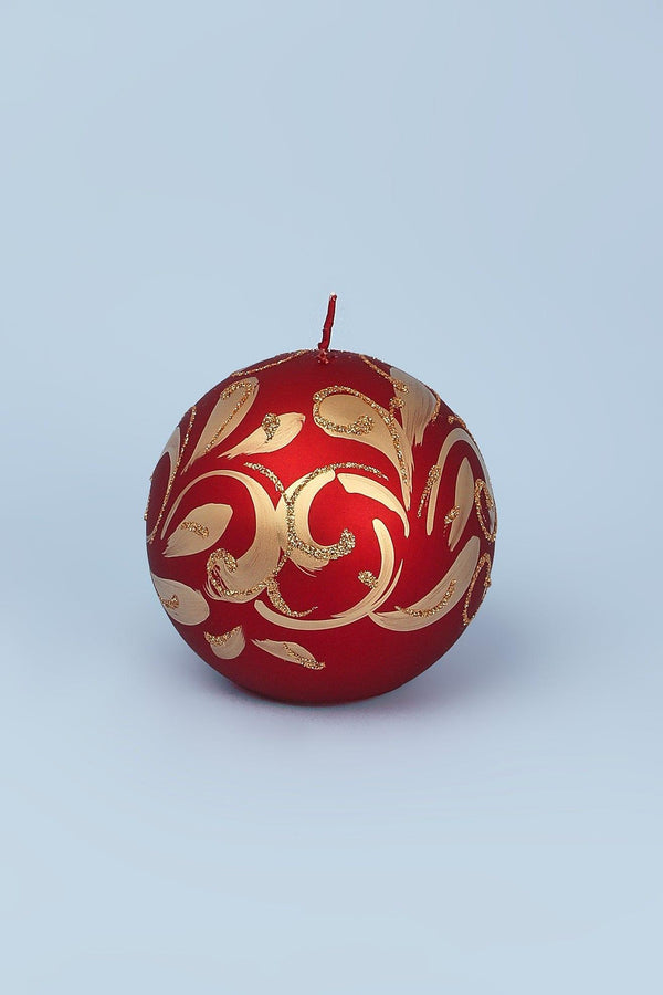 G Decor Florentino Hand-Finished Ornamental Ball Candle Matte Finish With Gold Or Silver Detailing Green