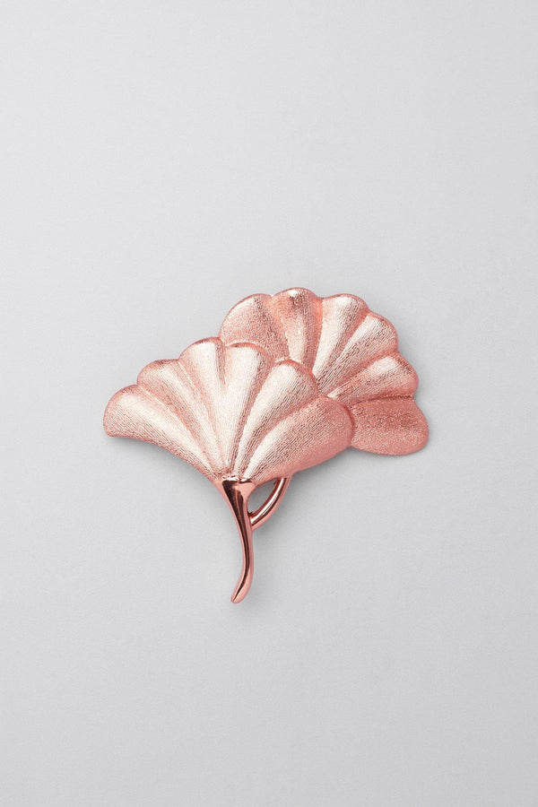 G Decor Fossil Ginkgo Rose Gold Matte Door Knobs One Leaf