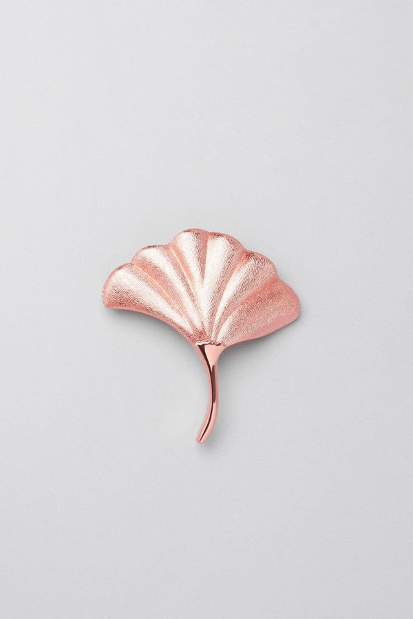 G Decor Fossil Ginkgo Rose Gold Matte Door Knobs One Leaf