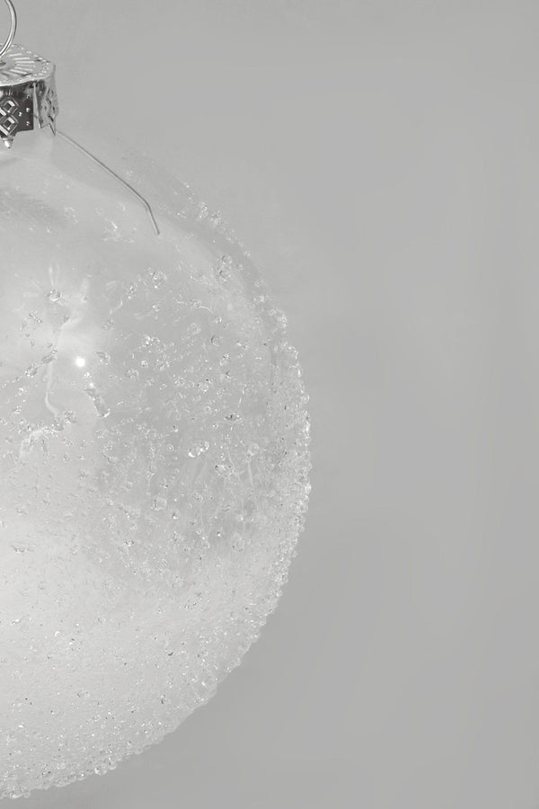 G Decor Frosted Effect Glass Christmas Bauble With Real Feathers Insert Large Snowy Tree Ornament Decoration White