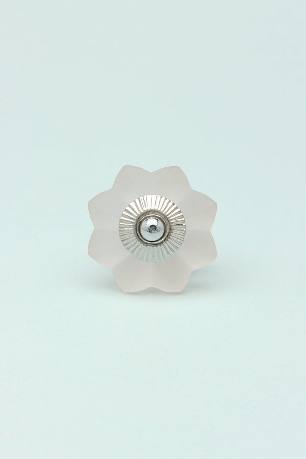 G Decor Frosted Fjord Flower Melon And Pastel Shades Glass Knob White