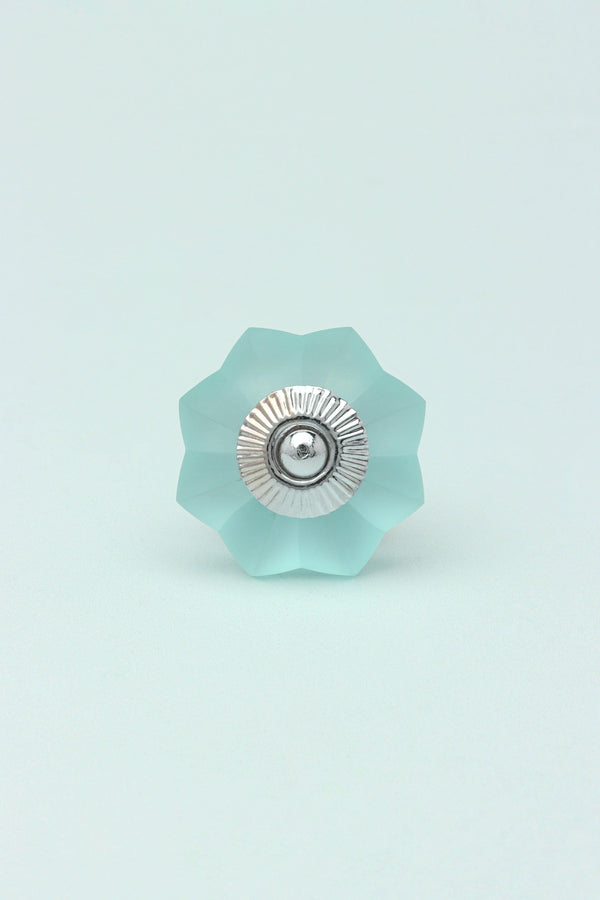 G Decor Frosted Fjord Flower Melon And Pastel Shades Glass Knob White