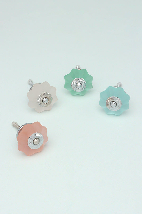 g decor Frosted Fjord Flower Melon and Pastel Shades Glass Knob White