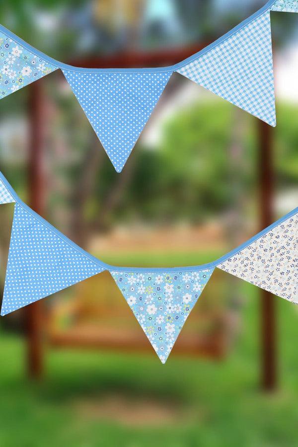G Decor Blue And White Patterned Cloth Bunting