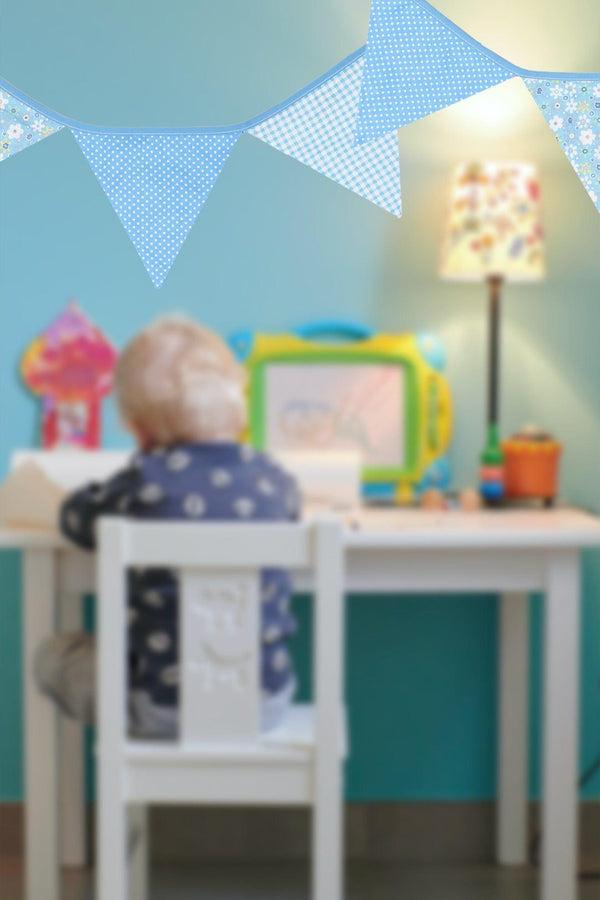G Decor Blue And White Patterned Cloth Bunting