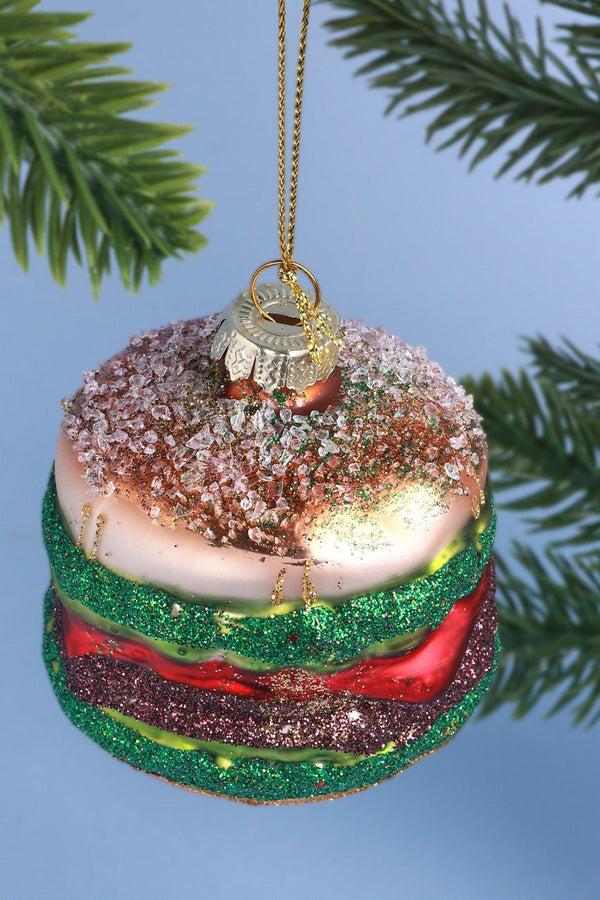 G Decor Burger Glass Christmas Tree Bauble