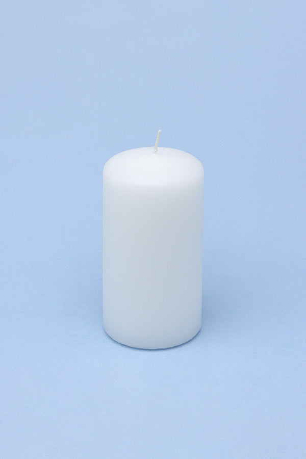 G Decor Classic Unscented White Grey Pillar Candle