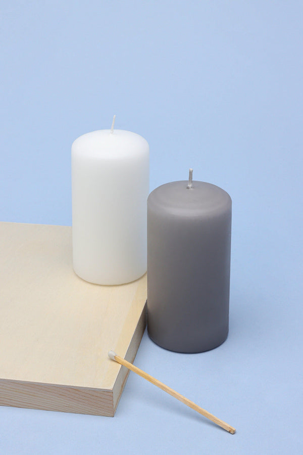 g decor Classic Unscented White Grey Pillar Candle