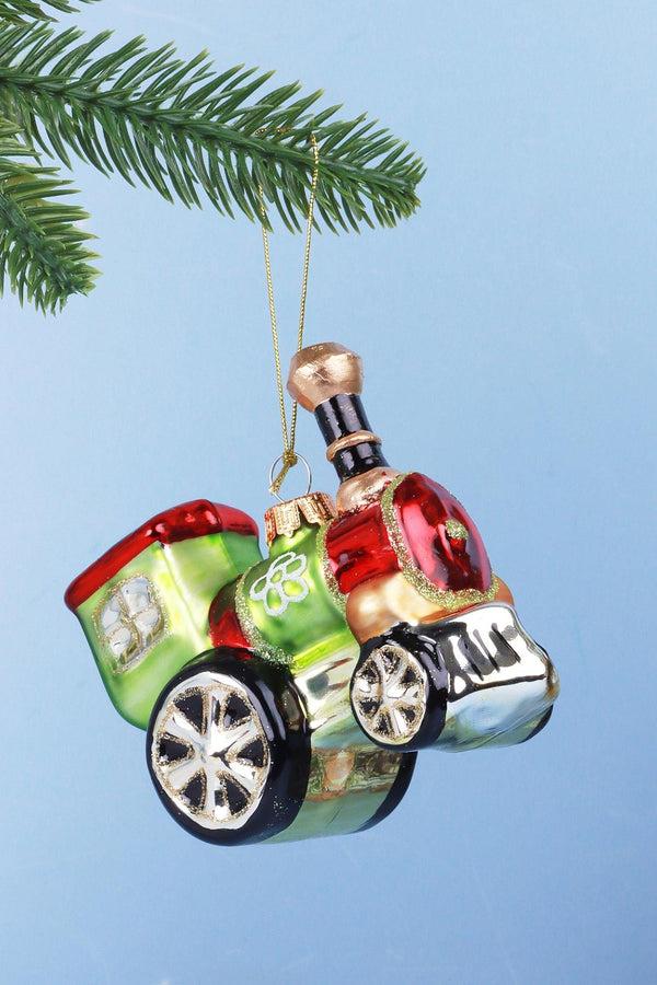 g decor Festive Train Glass Christmas Tree Bauble