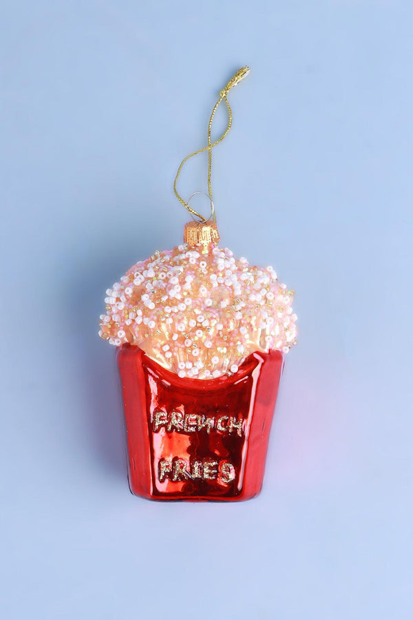 G Decor French Fries Glass Christmas Tree Bauble