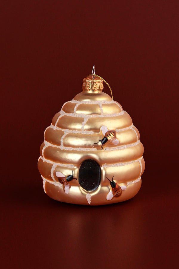 G Decor Golden Beehive Glass Christmas Tree Bauble
