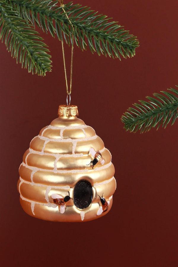 g decor Golden Beehive Glass Christmas Tree Bauble