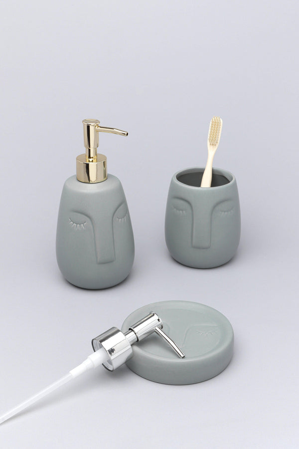 g decor Grey Art Face Ceramic Bath Accessory Set