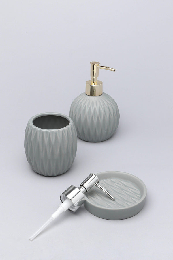 g decor Grey Pattern Ceramic Bath Accessory Set