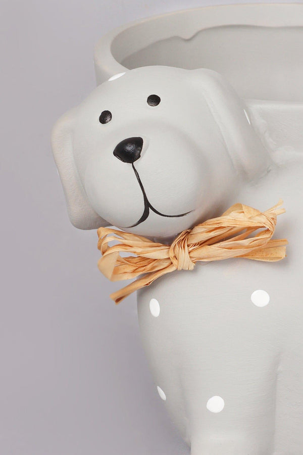 G Decor Grey Spotted Cute Dog Planter