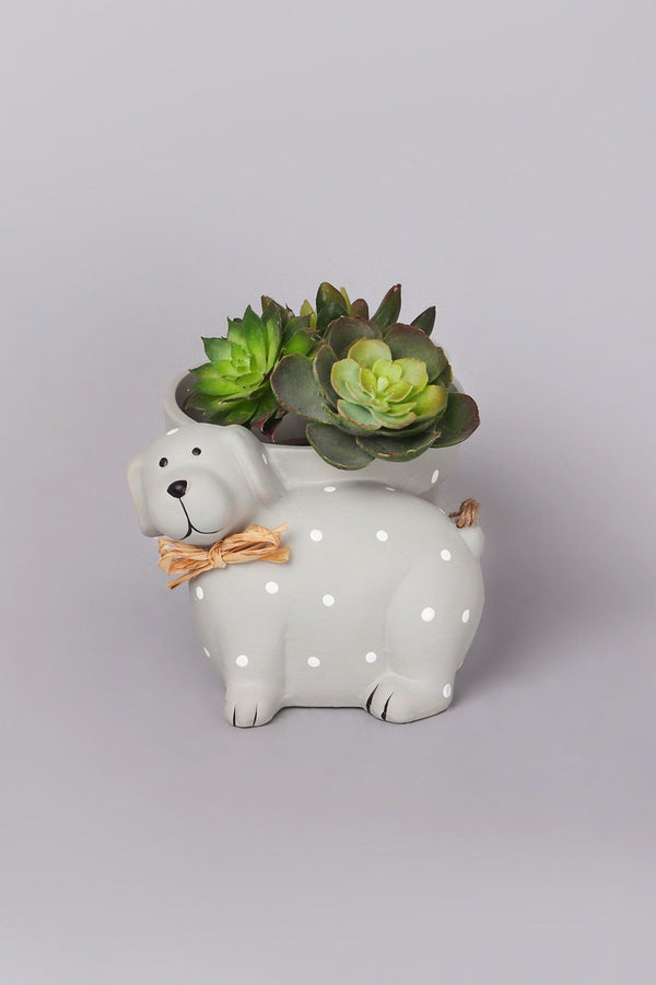 g decor Grey Spotted Cute Dog Planter