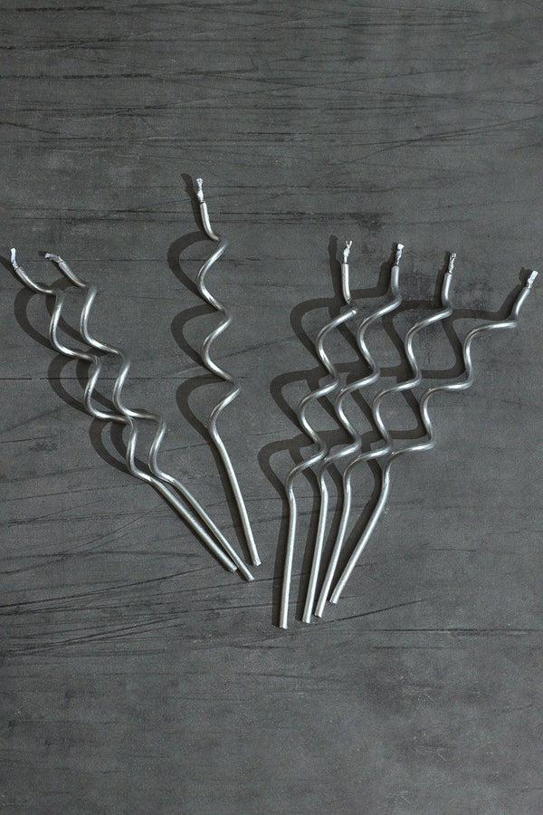 G Decor Set Of 12 Silver Swirls Cake Candles