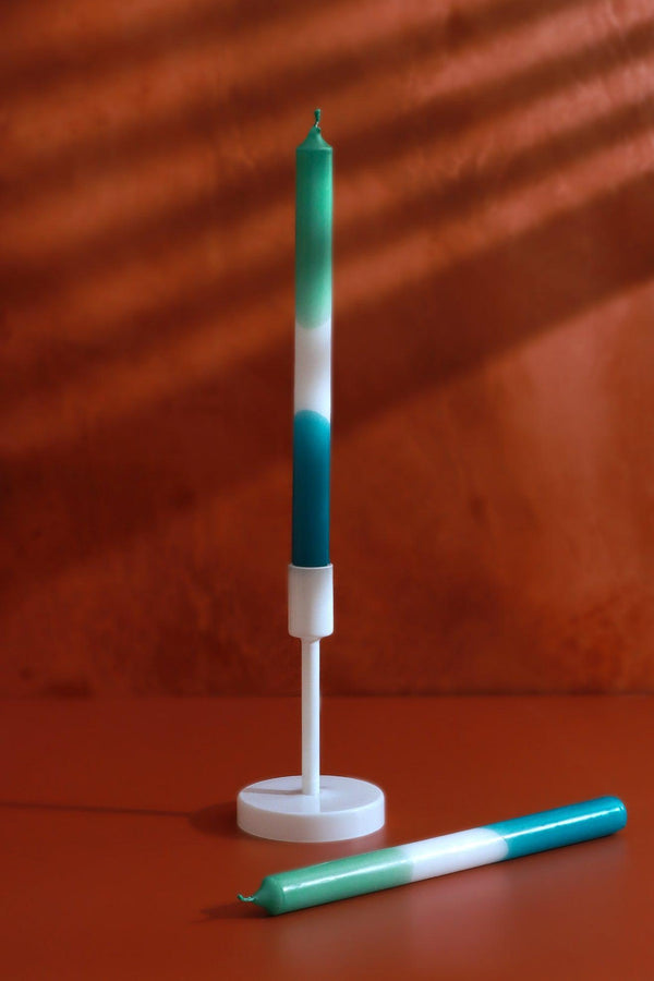 g decor Set of 2 Teal/White/Blue Dinner Candles