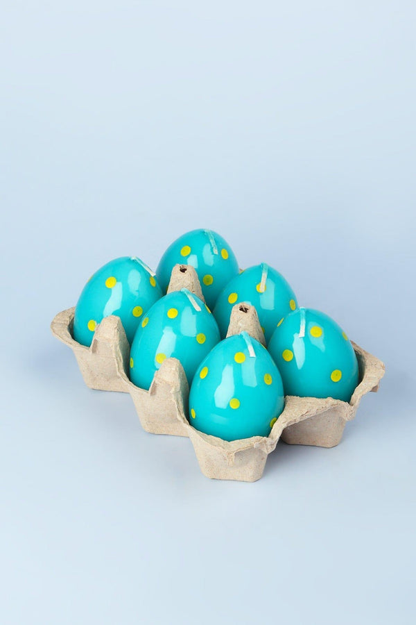 G Decor Set Of 6 Easter Egg Candles - Blue Blue