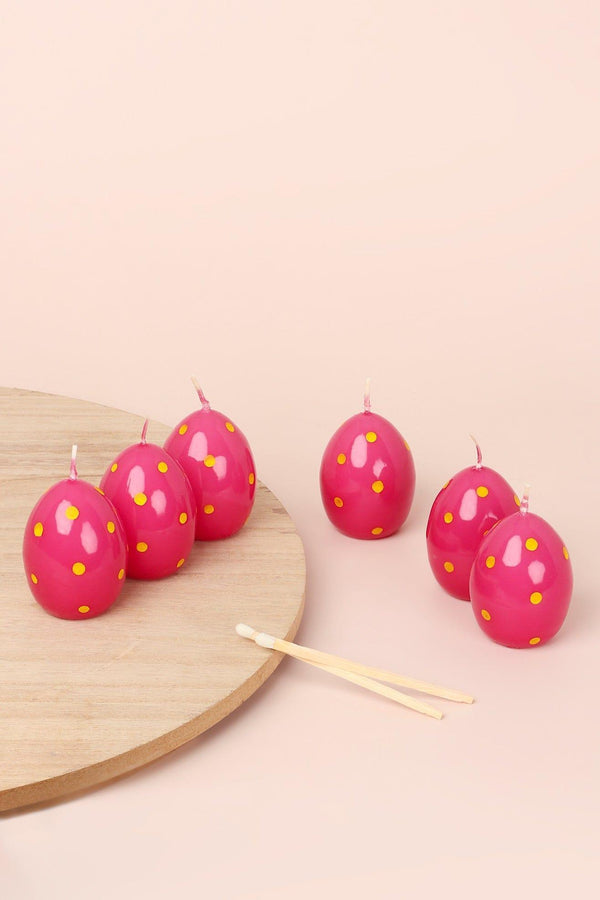 g decor Set of 6 Easter Egg Candles - Pink Pink